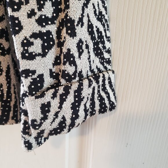 St John evening knit jacket black white rhinestones embellished blazer size 6 - Picture 15 of 16